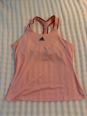 Adidas Light Pink Athletic Tank with dark Pink*Accent  built in bra size Large